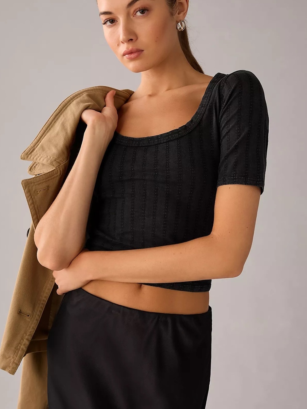 Anthropologie Pilcro Scoop Neck Pointelle Tee White Women’s M Capsule Wardrobe